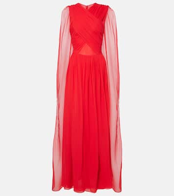 Seva gathered silk georgette gown | Costarellos