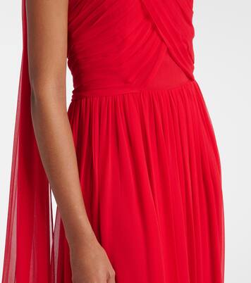 Seva gathered silk georgette gown | Costarellos