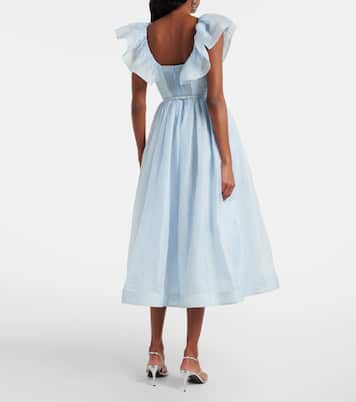 Dawning linen and silk midi dress | Zimmermann
