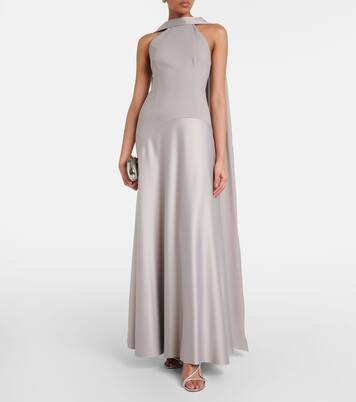 Robe longue Cece en satin et crêpe | Solace London