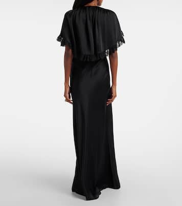 Lace-trimmed silk satin maxi dress | Chloé