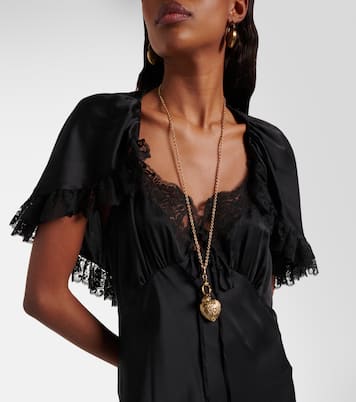 Lace-trimmed silk satin maxi dress | Chloé