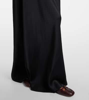 Lace-trimmed silk satin maxi dress | Chloé