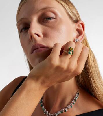 Bague en or 18 ct, diamants et émeraudes | Kamyen