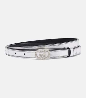 Interlocking G metallic leather belt | Gucci