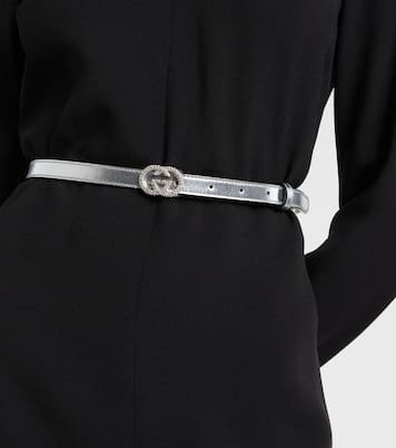 Interlocking G metallic leather belt | Gucci