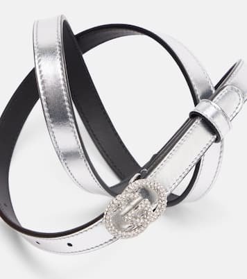 Interlocking G metallic leather belt | Gucci