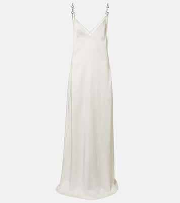 Slipdress Horsebit aus Satin mit Kristallen | Gucci