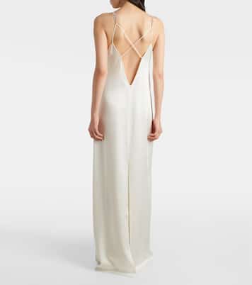 Slipdress Horsebit aus Satin mit Kristallen | Gucci