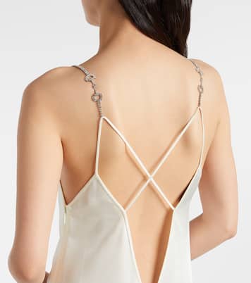 Slipdress Horsebit aus Satin mit Kristallen | Gucci