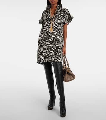 Polka-dot ruffled silk jacquard minidress | Chloé