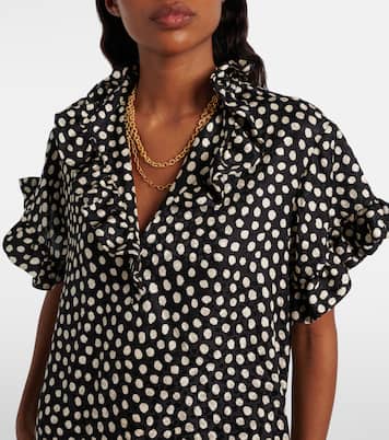 Polka-dot ruffled silk jacquard minidress | Chloé