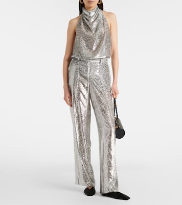 Halterneck lamé velvet top | Stella McCartney