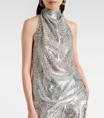 Halterneck lamé velvet top | Stella McCartney