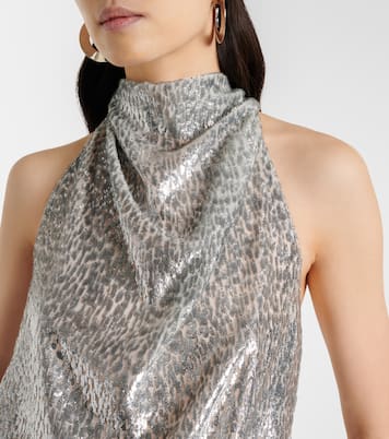 Halterneck lamé velvet top | Stella McCartney