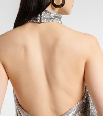 Halterneck lamé velvet top | Stella McCartney