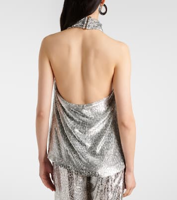 Halterneck lamé velvet top | Stella McCartney