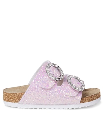 Crystal-embellished glitter sandals  | Monnalisa