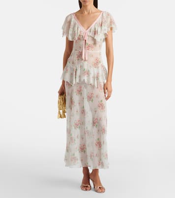 Vestido largo Amelisse de seda floral | Dôen