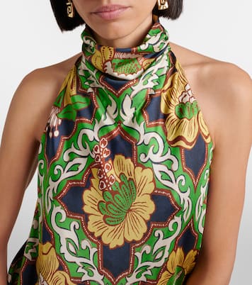 Liana printed silk satin top | Alémais