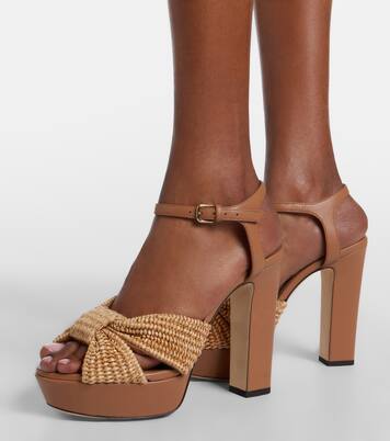 Heloise raffia and leather sandals  | Jimmy Choo