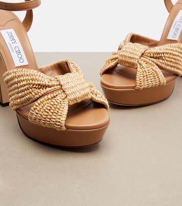 Heloise raffia and leather sandals  | Jimmy Choo