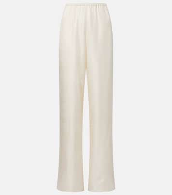 Embroidered silk satin pajama pants | Toteme