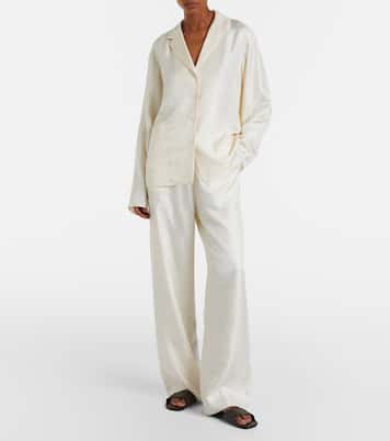 Embroidered silk satin pajama pants | Toteme