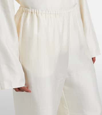 Embroidered silk satin pajama pants | Toteme