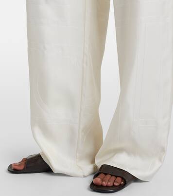 Embroidered silk satin pajama pants | Toteme