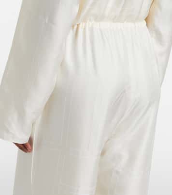 Embroidered silk satin pajama pants | Toteme