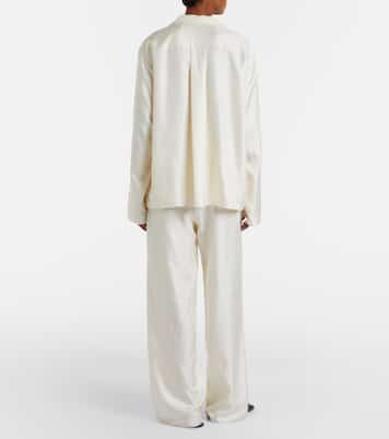 Embroidered silk satin pajama pants | Toteme