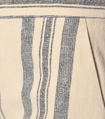 Pantalon évasé rayé en coton et lin à taille haute | Monse