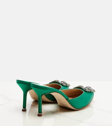 Mules Hangisimu 70 en satin à ornements | Manolo Blahnik