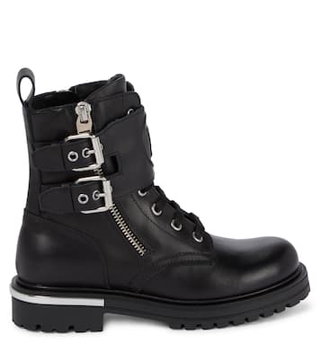 Leather combat boots | Balmain Kids