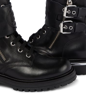 Leather combat boots | Balmain Kids