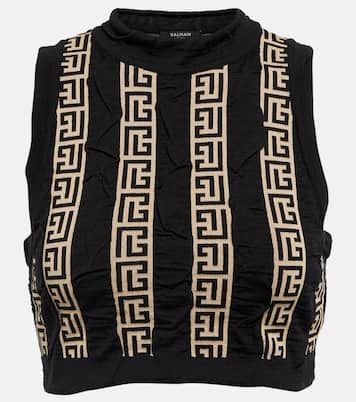 Cropped-Top Monogram aus einem Wollgemisch | Balmain