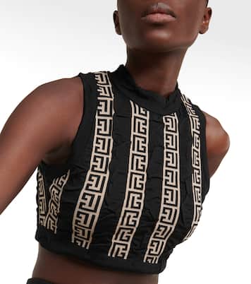 Cropped-Top Monogram aus einem Wollgemisch | Balmain