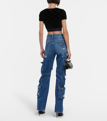 Cropped-Top aus Samt | Dolce&Gabbana