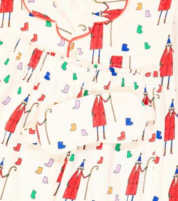 Printed cotton pajamas and eye mask set | Jellymallow