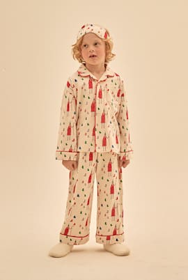 Printed cotton pajamas and eye mask set | Jellymallow