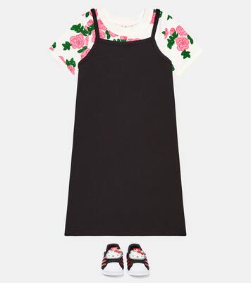 Roses cotton jersey T-shirt and dress set | Mini Rodini