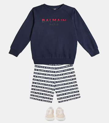 Short imprimé en coton à logo | Balmain Kids