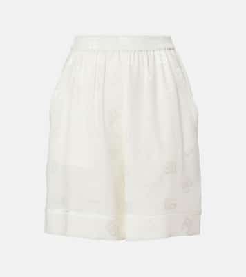 Shorts de satén de seda con DG en jacquard | Dolce&Gabbana