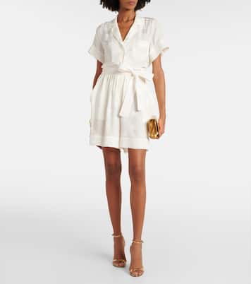 Shorts de satén de seda con DG en jacquard | Dolce&Gabbana