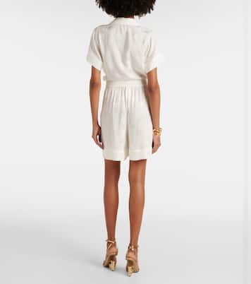 Shorts de satén de seda con DG en jacquard | Dolce&Gabbana