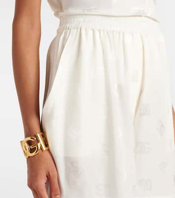 Shorts de satén de seda con DG en jacquard | Dolce&Gabbana