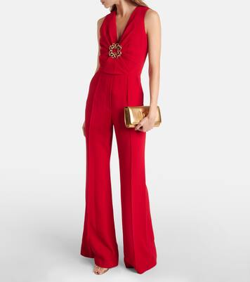 Gathered embellished cady jumpsuit | Elie Saab