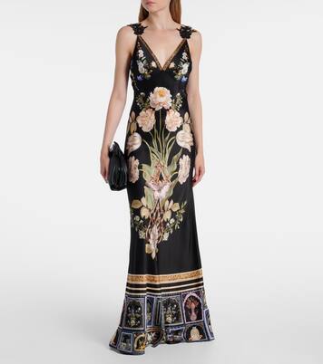 Robe longue Ottoman Elegance en soie à fleurs | Camilla