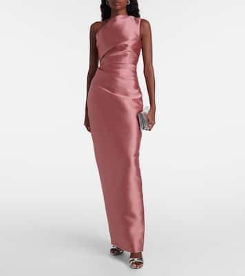 Robe longue Kira asymétrique en satin | Solace London